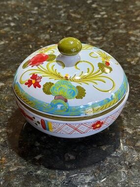 Italian handpainted covered trinket bowl from Pelican Hill Resort